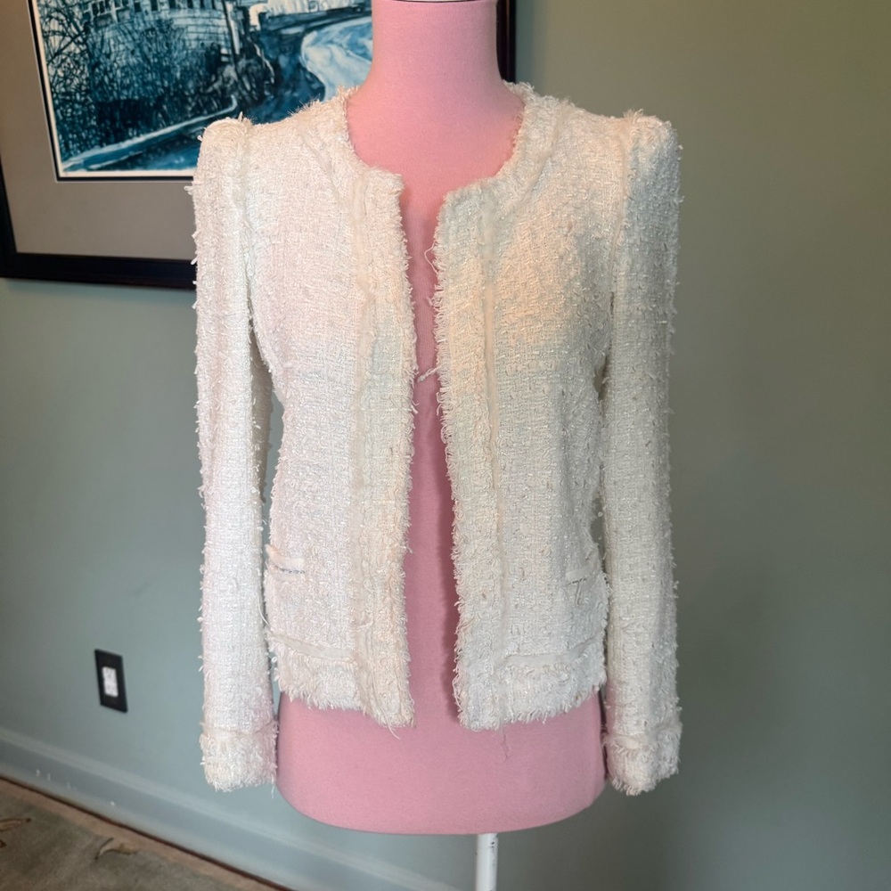 White Massimo Dutti Blazer Jacket Like Chanel XS
